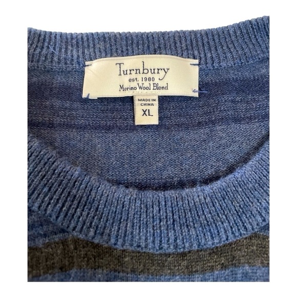 Turnbury Mens XL (44 in Chest) Navy Blue Striped
Wool Blend Pullover Sweater - Picture 4 of 11
